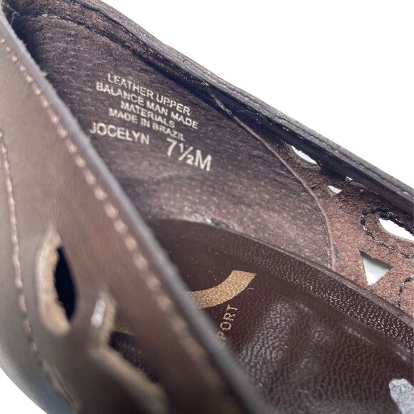 Report Jocelyn Wedge Shoes Women's Size 7.5 M Brown Perforated Leather Boho - Picture 11 of 11